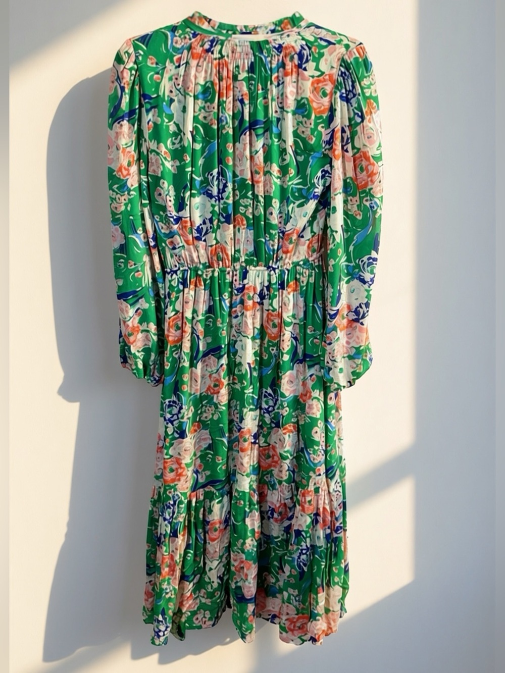 Vintage Suncoo Paris Coastal Green Floral Long Sleeve Boho Dress | T0 (XS) - Picture 4 of 4